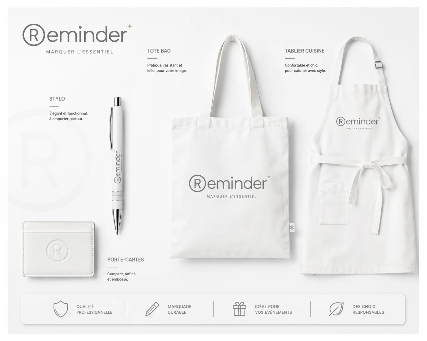 Pack Cuisto : totebag, tablier de cuisine, stylo, porte carte personnalisé avec votre logo grace à PEPS Objet Media